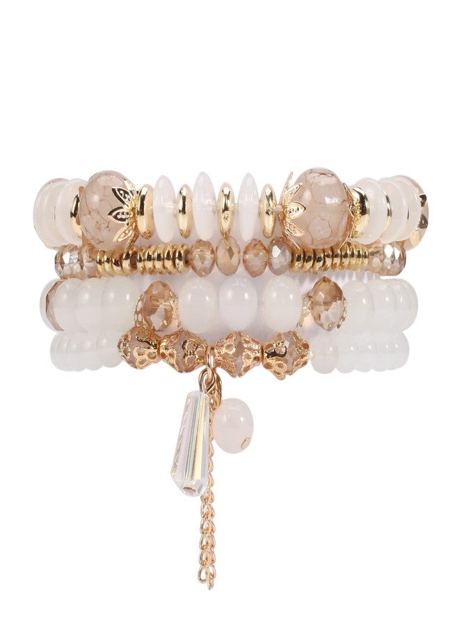 Lonext Bohemia Stackable Bracelets for Women Vintage MultiLayer Beads Bracelets Charm Stretch Beach Bangle - Image 1